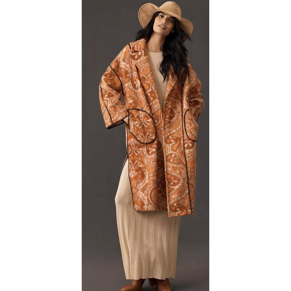 NWT ANTHROPOLOGIE PAISLEY KIMONO DUSTER STATEMENT JACKET COAT WOOL MULTI ONESIZE